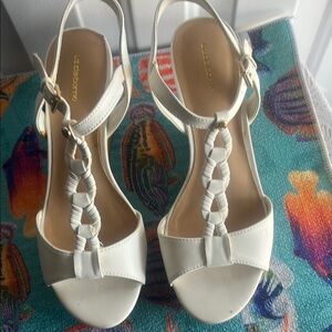 Liz Claiborne White Braided Strap Sandals
